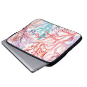 Aquarellkorallen: Unterwasser-Weltmuster. Laptopschutzhülle (Vorne Knopf)