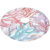 Aquarellkorallen: Unterwasser-Weltmuster. Polyester Weihnachtsbaumdecke (Schrägansicht)