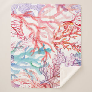 Aquarellkorallen: Unterwasser-Weltmuster. Sherpadecke