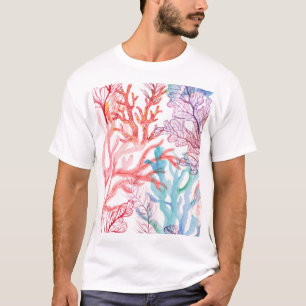 Aquarellkorallen: Unterwasser-Weltmuster. T-Shirt