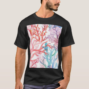 Aquarellkorallen: Unterwasser-Weltmuster. T-Shirt