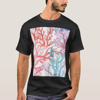Aquarellkorallen: Unterwasser-Weltmuster. T-Shirt