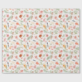 Aquarellkosmetik Weihnachtsfloralen Geschenkpapier (Flach)