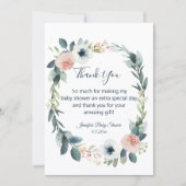 Aquarellkranz Babydusche Danke blau Mitteilungskarte (Vorderseite)