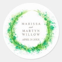 Aquarellkranz für Hochzeitsaufkleber