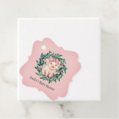 Aquarellkranz mit Baby Pig Girl Baby Dusche Geschenkanhänger (Beispiel)