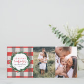 Aquarellkranz + Streifen Weihnachtsfeiertag Foto (Stehend Vorderseite)