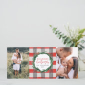 Aquarellkranz + Streifen Weihnachtsfeiertag Foto (Stehend Vorderseite)