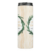 Aquarellkranz + Streifen Weihnachtsgeschenk Thermosbecher (Rückseite)