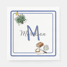 Aquarellkraut & Brot Bauernhof Blue Custom Serviette