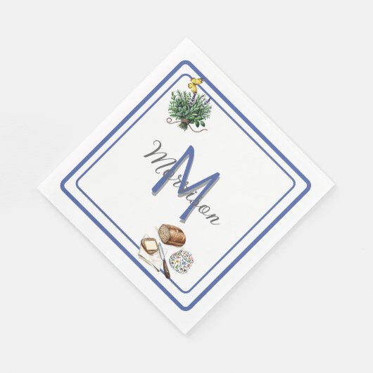 Aquarellkraut & Brot Bauernhof Blue Custom Serviette (Ecke)