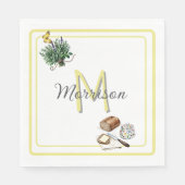 Aquarellkraut & Brot Bauernhof Gold Custom Serviette (Vorderseite)