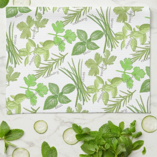 Aquarellkraut-Druck Geschirrtuch (Gefaltet)