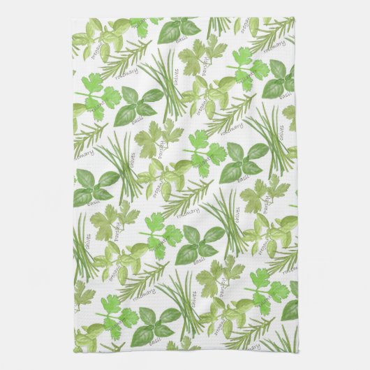 Aquarellkraut-Druck Geschirrtuch (Vertikal)