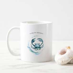 Aquarellkrebs Astrologie Zodiac-Zeichen   Monogram Kaffeetasse
