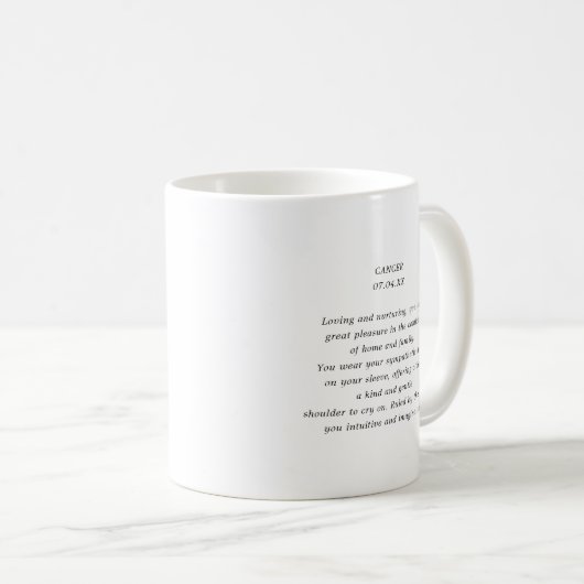 Aquarellkrebs Astrologie Zodiac-Zeichen | Monogram Kaffeetasse (VorderseiteRechts)