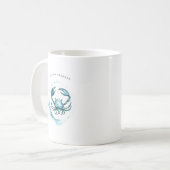 Aquarellkrebs Astrologie Zodiac-Zeichen | Monogram Kaffeetasse (Vorderseite Links)