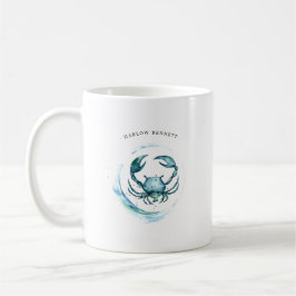 Aquarellkrebs Astrologie Zodiac-Zeichen | Monogram Kaffeetasse