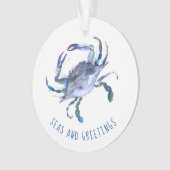 Aquarellkrebs Erste Verheiratete Weihnachtsfeier Ornament (Vorderseite)