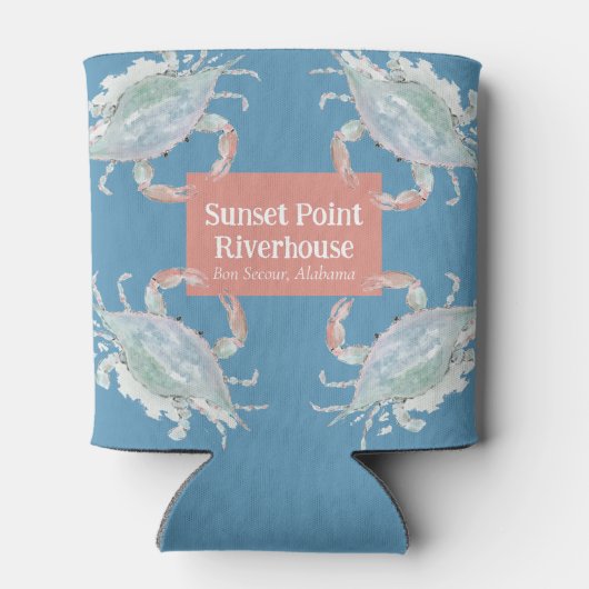 Aquarellkrebs Urlaub Zuhause Drink Hugger Dosenkühler (Rückseite)