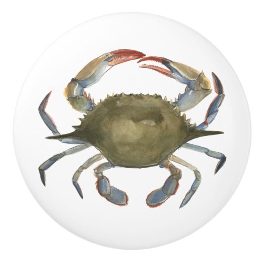 Aquarellkrebse - Grau Keramikknauf (Vorderseite)