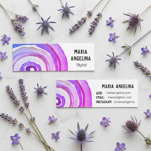 Aquarellkreise Farbige Ringe Abstrakte Lila Mini Visitenkarte