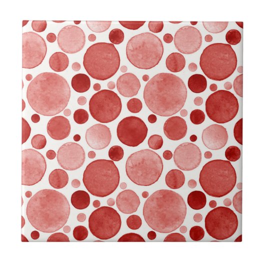 Aquarellkreise - rote Keramik Fliese (Vorderseite)