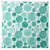 Aquarellkreise - Türkisfarbene Keramik Fliese (Vorderseite)