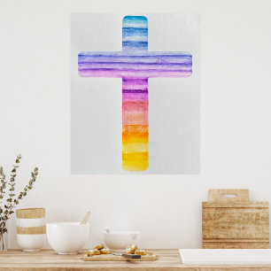 Aquarellkreuz / Christliche Kunst / Friedlich Poster
