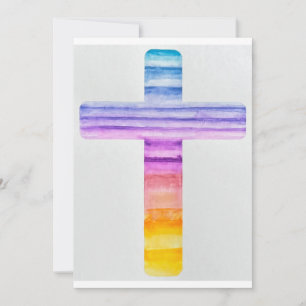 Aquarellkreuz / Taufkarte / Christliche Karte