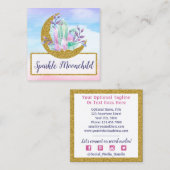Aquarellkristalle & Gold Moon Social Networks Quadratische Visitenkarte (Vorne/Hinten)