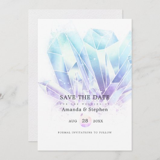 Aquarellkristalle speichern das Datum Save The Date (Vorne/Hinten)