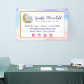 Aquarellkristalle und Gold Crescent Moon Boutique Banner (Messeveranstaltung)