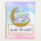 Aquarellkristalle und Gold Crescent Moon Boutique Planer (Vorderseite)