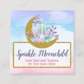 Aquarellkristalle und Gold Crescent Moon Boutique Quadratische Visitenkarte (Vorderseite)