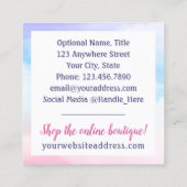 Aquarellkristalle und Gold Crescent Moon Boutique Quadratische Visitenkarte (Rückseite)