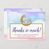 Aquarellkristalle und Goldmond dank Karte (Vorne/Hinten)