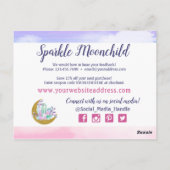 Aquarellkristalle und Goldmond dank Karte (Rückseite)