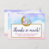 Aquarellkristalle und Goldmond dank Karte (Vorne/Hinten)