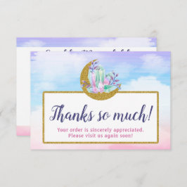 Aquarellkristalle und Goldmond dank Karte