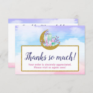 Aquarellkristalle und Goldmond dank Karte