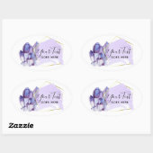 Aquarellkristalle und Minimalistisch geometrische Ovaler Aufkleber (Blatt)