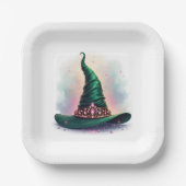 Aquarellkronen Grünhut Geburtstag Pappteller (Vorderseite)