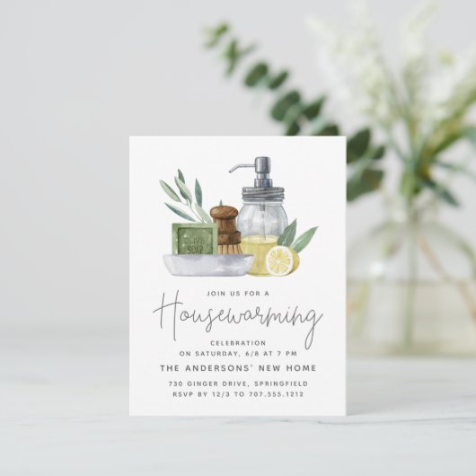 Aquarellküche Party Kleine Größe Einladung (Stehend Vorderseite)