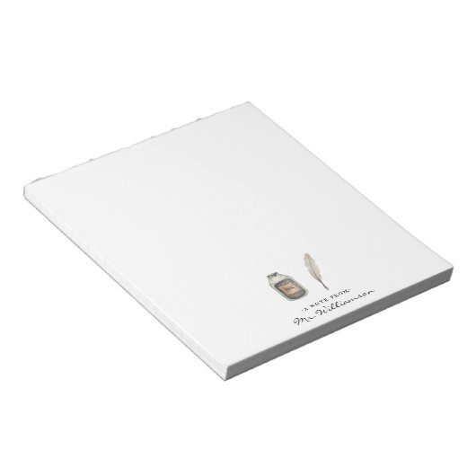 Aquarellküche und Tinte | Monogram Teacher Notepad Notizblock (angewinkelt)