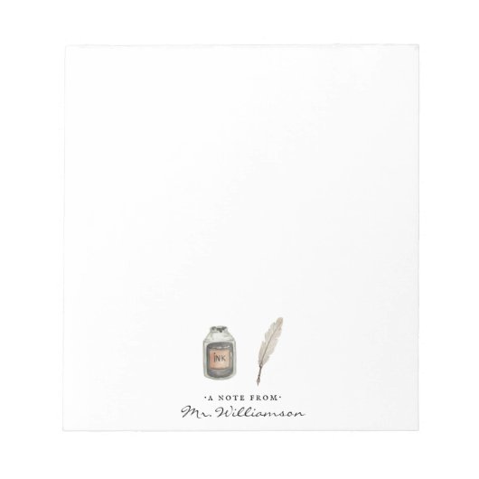 Aquarellküche und Tinte | Monogram Teacher Notepad Notizblock (Vorderseite)