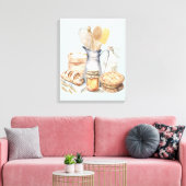Aquarellküche Utensil Backhilfsmittel Brot Leinwanddruck (Insitu (Wohnzimmer))