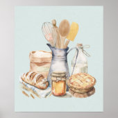 Aquarellküche Utensil Backhilfsmittel Brot Poster (Vorne)