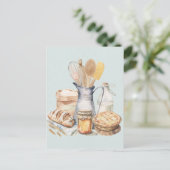 Aquarellküche Utensil Backhilfsmittel Brot Postkarte (Stehend Vorderseite)
