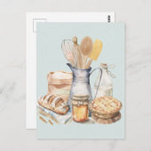 Aquarellküche Utensil Backhilfsmittel Brot Postkarte (Vorne/Hinten)